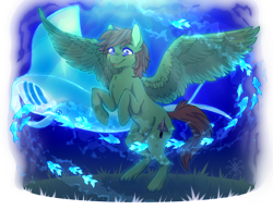 Size: 1100x850 | Tagged: safe, artist:~octopus~, imported from derpibooru, oc, oc only, oc:delta hooves, fish, koi, pegasus, pony, blue eyes, brown mane, chest fluff, crepuscular rays, digital art, feather, grass, male, manta ray, ocean, simple background, smiling, solo, spread wings, stallion, sunlight, swimming, transparent background, underwater, water, wings, wrong tail color
