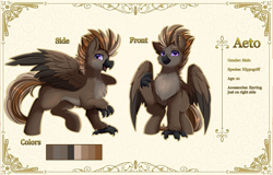 Size: 5240x3364 | Tagged: safe, artist:pridark, imported from derpibooru, oc, oc only, oc:aeto, hippogriff, hippogriff oc, reference sheet, solo