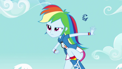 Size: 1280x720 | Tagged: safe, artist:flutteryaylove, edit, edited screencap, imported from derpibooru, screencap, rainbow dash, equestria girls, equestria girls (movie), friendship games, female, sky, solo