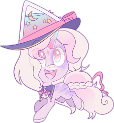 Size: 2667x2879 | Tagged: safe, artist:jetjetj, imported from derpibooru, oc, oc only, oc:lunaris stellar, pony, unicorn, chibi, cute, female, hat, high res, mare, ocbetes, simple background, solo, transparent background, witch hat