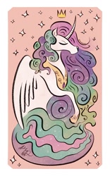 Size: 750x1200 | Tagged: safe, artist:kalabash92, imported from derpibooru, princess celestia, alicorn, pony, bust, crown, ethereal mane, eyes closed, female, jewelry, mare, portrait, regalia, signature, solo