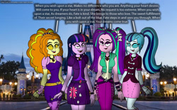 Size: 1280x793 | Tagged: safe, artist:rdj1995, imported from derpibooru, adagio dazzle, aria blaze, sonata dusk, twilight sparkle, equestria girls, alternate clothes, the dazzlings, walt disney world, when you wish upon a star