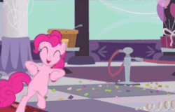 Size: 356x228 | Tagged: safe, edit, edited screencap, imported from derpibooru, screencap, pinkie pie, princess cadance, alicorn, earth pony, pony, a canterlot wedding, season 2, ^^, animated, bipedal, crown, cute, cutedance, dancing, duo, duo female, eyes closed, female, gif, hoof shoes, horn, jewelry, loop, mare, open mouth, open smile, regalia, reversed, smiling