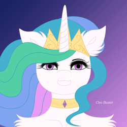 Size: 1920x1920 | Tagged: safe, artist:cleo_bastet, imported from derpibooru, princess celestia, alicorn, human, pony, unicorn, ear fluff, humanized, solo