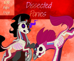 Size: 1200x1000 | Tagged: safe, artist:enigmadoodles, imported from derpibooru, king sombra, tempest shadow, pony, bone, dissectibles, organs, skeleton