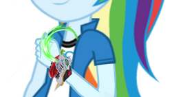 Size: 1920x1080 | Tagged: safe, imported from derpibooru, rainbow dash, equestria girls, dashie morphs, green ranger, kishiryu sentai ryusoulger, morpher, morphing, power rangers, power rangers dino fury, simple background, transparent background