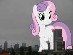 Size: 1600x1200 | Tagged: safe, artist:andoanimalia, artist:thegiantponyfan, imported from derpibooru, sweetie belle, pony, unicorn, atlanta, female, georgia (state), giant pony, giant unicorn, giantess, highrise ponies, irl, macro, mare, mega giant, older, older sweetie belle, photo, ponies in real life