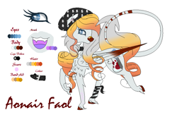 Size: 901x599 | Tagged: safe, artist:aonairfaol, imported from derpibooru, oc, oc only, pegasus, pony, beanie, chest fluff, eyelashes, female, hat, leonine tail, mare, pegasus oc, reference sheet, simple background, smiling, solo, white background