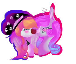 Size: 726x612 | Tagged: safe, artist:aonairfaol, imported from derpibooru, oc, earth pony, pony, beanie, blushing, bust, duo, earth pony oc, eyelashes, hat, oc x oc, shipping, simple background, transparent background