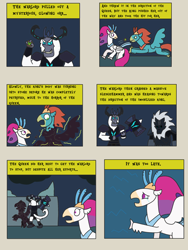 Size: 2448x3264 | Tagged: safe, artist:supahdonarudo, imported from derpibooru, queen novo, storm king, oc, oc:king waverider, classical hippogriff, hippogriff, storm creature, yeti, comic:the day the mountain fell, my little pony: the movie, comic, crying, death, hammer, high res, murder, obsidian orb, petrification, storm guard, turned to stone