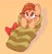 Size: 1813x1873 | Tagged: safe, artist:amishy, imported from derpibooru, oc, oc only, oc:rusty gears, pony, clothes, heterochromia, sleeping bag, socks, solo