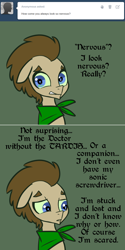 Size: 650x1302 | Tagged: safe, artist:toadstool-prancer, imported from derpibooru, doctor whooves, time turner, oc, oc:tantamount, pony, cute, disguise, disguised changeling, solo, tantamount time turner