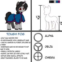 Size: 1700x1700 | Tagged: safe, artist:tough-fog, imported from derpibooru, oc, oc:tough fog, pony, unicorn, horn, male, reference sheet, simple background, stallion, unicorn oc, white background