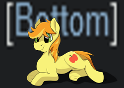 Size: 2072x1469 | Tagged: safe, artist:sefastpone, imported from derpibooru, braeburn, earth pony, pony, 4chan, cute, digital art, green eyes, implied gay, lying down, male, stallion