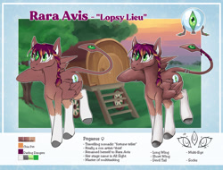 Size: 1280x975 | Tagged: safe, artist:paisleyperson, imported from derpibooru, oc, oc only, oc:rara avis, pegasus, pony, female, mare, reference sheet, solo, third eye