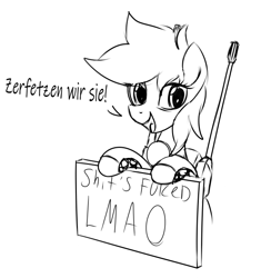 Size: 697x713 | Tagged: safe, artist:superderpybot, imported from ponybooru, original species, pony, tank pony, anti-aircraft gun, black and white, gepard 1a2, german, grayscale, monochrome, ponified, ponified vehicle, sign, sketch, solo, text