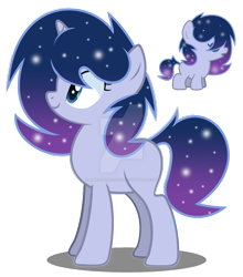 Size: 1280x1455 | Tagged: safe, artist:amicasecretuwu, imported from derpibooru, oc, oc:astral comet, pony, unicorn, baby, baby pony, female, mare, offspring, parent:king sombra, parent:princess luna, parents:lumbra, simple background, solo, transparent background