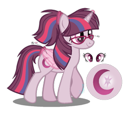 Size: 889x796 | Tagged: safe, artist:amicasecretuwu, imported from derpibooru, pony, unicorn, artificial wings, augmented, female, glasses, magic, magic wings, magical lesbian spawn, mare, offspring, parent:moondancer, parent:twilight sparkle, parents:twidancer, simple background, solo, transparent background, wings