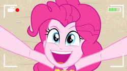 Size: 3410x1920 | Tagged: safe, imported from derpibooru, screencap, pinkie pie, equestria girls, equestria girls series, forgotten friendship, beach, camera shot, clothes, female, high res, one-piece swimsuit, open mouth, sleeveless, solo, swimsuit