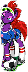 Size: 1080x2740 | Tagged: safe, artist:dstears, artist:epicvon, imported from derpibooru, fizzlepop berrytwist, tempest shadow, pony, unicorn, blowing whistle, broken horn, clothes, coach, female, football, gym teacher tempest, horn, lidded eyes, manepxls, mare, pixel art, pxls.space, scar, shoes, shorts, simple background, socks, solo, sports, that pony sure does love whistles, transparent background, uniform, whistle, whistle necklace