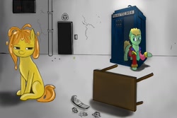 Size: 1600x1066 | Tagged: safe, artist:houl2902, imported from derpibooru, oc, pony, crossover, doctor who, ponified, scp foundation, sixth doctor, tardis