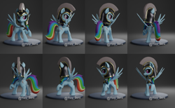 Size: 1736x1071 | Tagged: safe, artist:tinybenz, imported from derpibooru, commander hurricane, rainbow dash, pegasus, pony, 3d, multiple angles