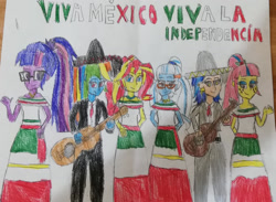 Size: 1280x938 | Tagged: safe, artist:brandonale, imported from derpibooru, indigo zap, rainbow dash, sci-twi, sour sweet, sugarcoat, sunset shimmer, twilight sparkle, equestria girls, mexican independence day, mexico, september 16th, sombrero, traditional art