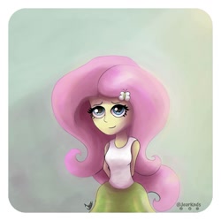 Size: 1125x1125 | Tagged: safe, artist:jearknds, imported from derpibooru, fluttershy, equestria girls, arm behind back, cute, shyabetes, solo