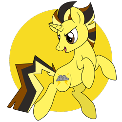 Size: 800x800 | Tagged: safe, artist:perfectpinkwater, imported from derpibooru, pikachu, pony, unicorn, crossover, pokémon, ponified, solo, super smash bros.