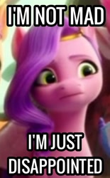 Size: 716x1152 | Tagged: safe, edit, edited screencap, imported from derpibooru, screencap, pipp petals, pony, spoiler:my little pony: a new generation, 3d, caption, g5, image macro, meme, my little pony: a new generation, solo, text