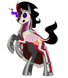 Size: 1000x1150 | Tagged: safe, artist:enigmadoodles, imported from derpibooru, king sombra, pony, bone, dissectibles, organs, simple background, skeleton, solo, transparent background