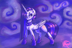 Size: 3600x2400 | Tagged: safe, artist:mannybcadavera, imported from derpibooru, princess celestia, alicorn, pony, between dark and dawn, abstract background, alternate hairstyle, choker, ear piercing, earring, eyeshadow, female, high res, jewelry, makeup, mare, piercing, punklestia, solo, spiked choker