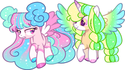 Size: 1643x927 | Tagged: safe, artist:kurosawakuro, imported from derpibooru, oc, oc only, alicorn, pegasus, base used, colored wings, female, gradient wings, mare, multicolored wings, simple background, transparent background, wings