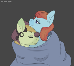 Size: 3000x2700 | Tagged: safe, artist:buy_some_apples, imported from derpibooru, oc, oc only, pony, blanket, duo, duo female, female, high res