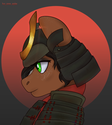 Size: 2690x3000 | Tagged: safe, artist:buy_some_apples, imported from derpibooru, oc, oc only, earth pony, female, freckles, high res, mare, samurai