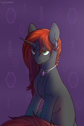 Size: 2459x3689 | Tagged: safe, artist:buy_some_apples, imported from derpibooru, oc, oc only, pony, unicorn, ear piercing, earring, high res, jewelry, leonine tail, necklace, piercing, solo, tail