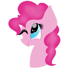 Size: 1300x1300 | Tagged: safe, artist:skypaw122, imported from derpibooru, pinkie pie, earth pony, pony, bust, female, mare, one eye closed, simple background, smiling, solo, transparent background, wink