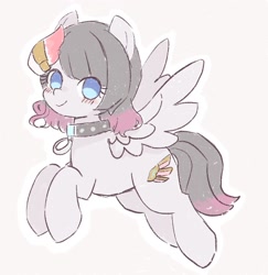 Size: 1429x1469 | Tagged: safe, artist:ginmaruxx, imported from derpibooru, oc, oc only, pegasus, pony, blue eyes, collar, female, mare, outline, pegasus oc, simple background, solo, spread wings, white outline, wings