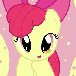 Size: 2500x2500 | Tagged: safe, artist:xvoomertx, imported from derpibooru, apple bloom, earth pony, pony, abstract background, apple bloom's bow, bow, female, filly, hair bow, high res, looking at you, orange eyes, red mane, solo