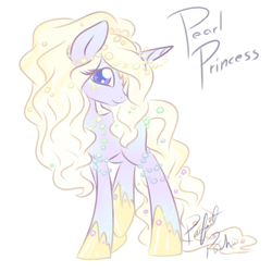 Size: 1500x1500 | Tagged: safe, artist:piichu-pi, imported from derpibooru, oc, oc only, oc:pearl princess, pony, unicorn, blue eyes, eyelashes, female, hoof shoes, horn, mare, raised leg, simple background, smiling, solo, standing, unicorn oc, white background