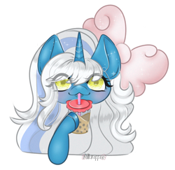 Size: 906x882 | Tagged: safe, alternate version, artist:milkk0ffee, imported from derpibooru, oc, oc:fleurbelle, alicorn, alicorn oc, blushing, boba tea, bow, female, hair bow, horn, mare, simple background, transparent background, wingding eyes, wings, yellow eyes