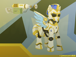 Size: 1600x1200 | Tagged: safe, artist:willoillo, imported from derpibooru, pegasus, fallout equestria, armor, commission, power armor, royal guard