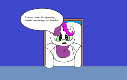 Size: 3820x2420 | Tagged: safe, artist:coltfan97, imported from derpibooru, sweetie belle, pony, unicorn, 1000 hours in ms paint, doorway, giant pony, giant unicorn, high res, macro, solo