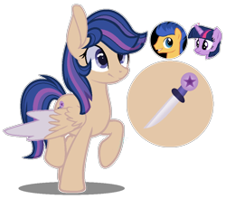 Size: 906x796 | Tagged: safe, artist:amicasecretuwu, imported from derpibooru, flash sentry, twilight sparkle, oc, pegasus, pony, colored wings, female, mare, offspring, parent:flash sentry, parent:twilight sparkle, parents:flashlight, simple background, transparent background, two toned wings, wings