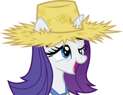 Size: 1280x997 | Tagged: safe, artist:frownfactory, imported from derpibooru, rarity, pony, unicorn, season 4, simple ways, derp, female, hat, solo, straw hat, vector