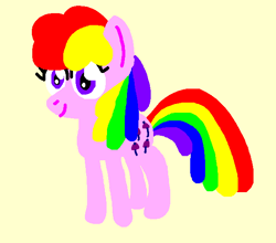 Size: 624x550 | Tagged: safe, artist:boyiepony34, parasol (g1), earth pony, pony, cute, female, g1, g1 paracute, g1 to g4, g4, generation leap, mare, rainbow ponies, simple background, smiling, solo, tan background