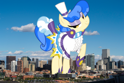 Size: 3300x2200 | Tagged: safe, artist:dashiesparkle, artist:thegiantponyfan, imported from derpibooru, sapphire shores, earth pony, pony, colorado, denver, female, giant pony, giant sapphire shores, giant/macro earth pony, giantess, high res, highrise ponies, irl, macro, mare, mega giant, photo, ponies in real life