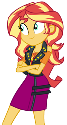 Size: 5990x11192 | Tagged: safe, artist:andoanimalia, imported from derpibooru, sunset shimmer, equestria girls, equestria girls series, forgotten friendship, crossed arms, female, simple background, solo, transparent background, vector