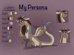 Size: 2732x2048 | Tagged: safe, artist:diamond06mlp, imported from derpibooru, oc, oc only, draconequus, bust, collar, draconequus oc, female, high res, reference sheet, smiling