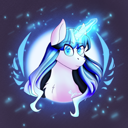 Size: 2048x2048 | Tagged: safe, artist:diamond06mlp, imported from derpibooru, oc, oc only, pony, unicorn, bust, glowing, glowing horn, high res, horn, solo, unicorn oc